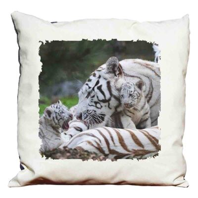 Coussin décoratif tigre blanc