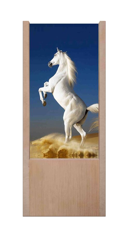 Lampada da tavolo in legno cavallo bianco