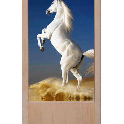 White horse wooden table lamp