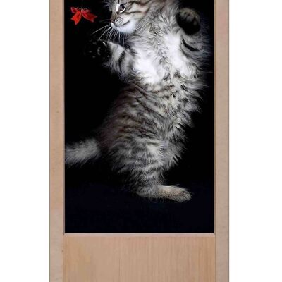 Lámpara de mesa de madera gato