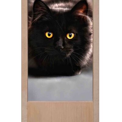 Tischlampe aus Holz Schwarze Katze