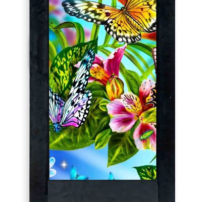 Black table lamp butterflies and flowers