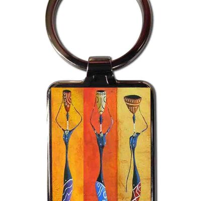 Ethnic African women steel keychain