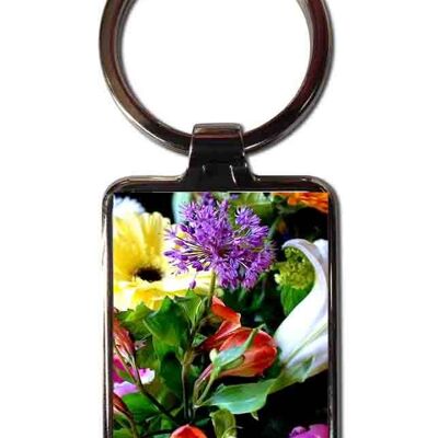 Steel keychain Colored flowers