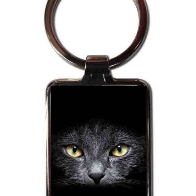 Porte-clés en acier Chat noir