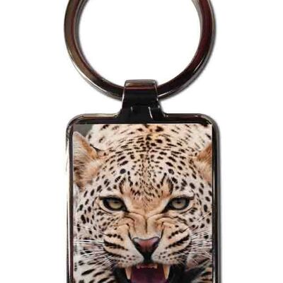 Leopard steel keychain