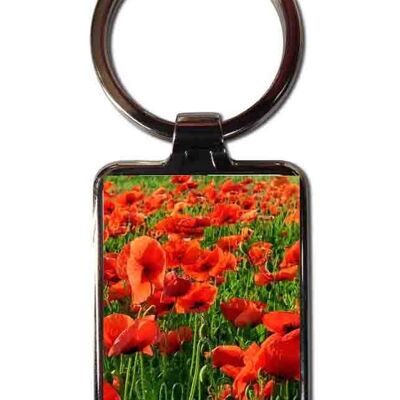 Steel keychain Red poppies