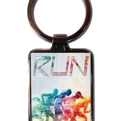 Run steel keychain