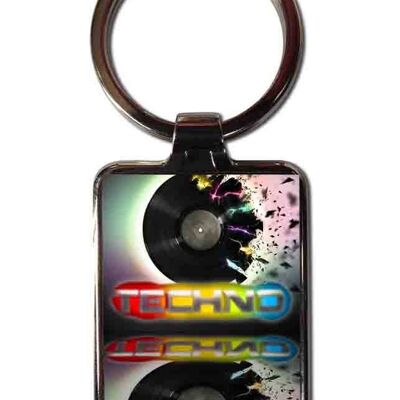 Techno music steel keychain