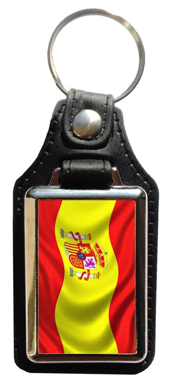 Porte-clés en cuir écologique drapeau Espagne