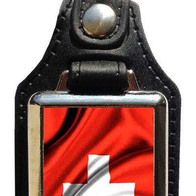 Keychain in eco leather Swiss flag