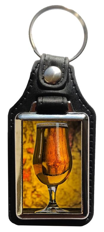 Porte-clés en cuir écologique Verre à bière
