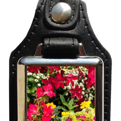 Schlüsselanhänger aus Öko-Leder mit Blumen