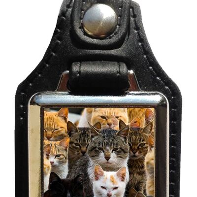 Katzen-Schlüsselanhänger aus Kunstleder