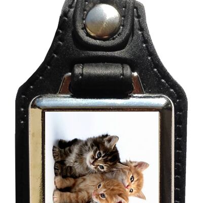 Kittens faux leather keychain