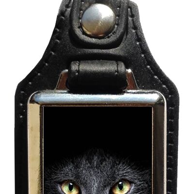 Black cat eco leather keychain