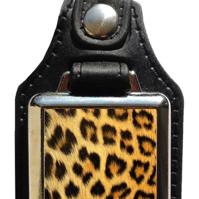 Keychain in leopard print eco leather