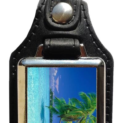 Keychain in eco leather Caribbean sea landscapes