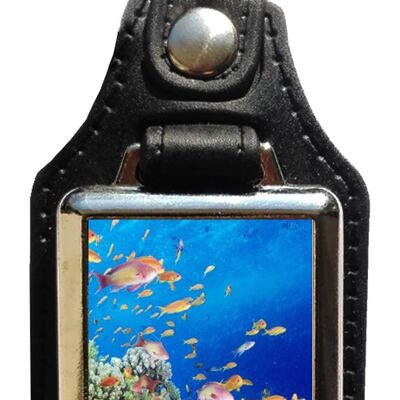 Schlüsselanhänger aus Kunstleder mit tropischen Fischen