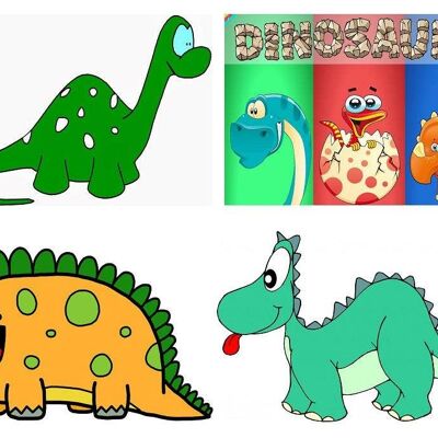 Set mit 4 Dinosaurier-Plastik-Tischsets für Kinder