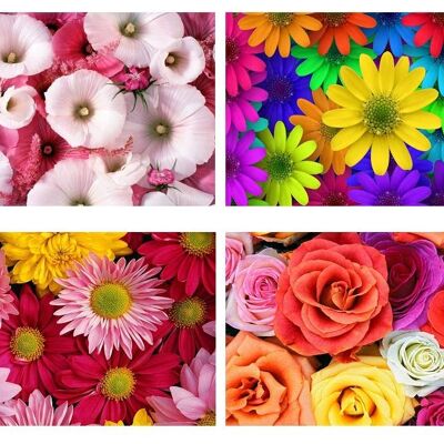 Set 4 Manteles Individuales Plastificado Flores