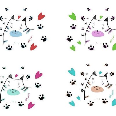 Set of 4 Laminated placemats Kitten drawing