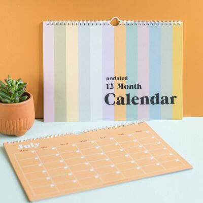 Undated Monthly calendar | start any month | Pastels