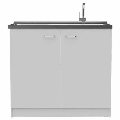 Napoles Küchenschrank mit Spüle, 100 cm B x 50 cm T x 90 cm H, weiß