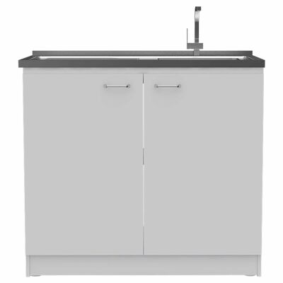 Napoles Mobile da Cucina con Lavello, 100 cm L X 50 cm P X 90 cm H, Bianco