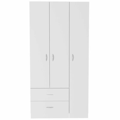 Austral 3 Door Wardrobe, 90CM W, 180CM W, 47CM D, White