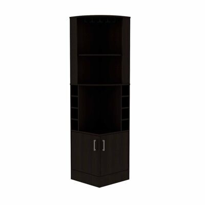 Mueble Bar Esquinero Syrah, 45CM AN X 47CM P X 180CM A, Negro