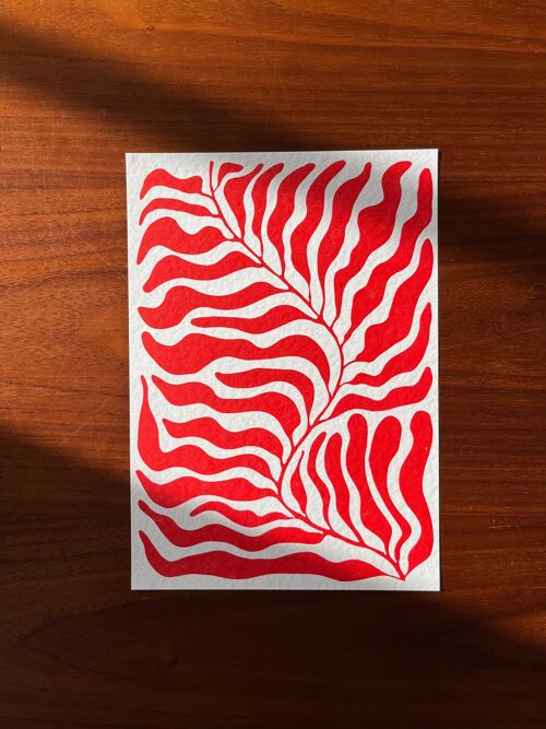 Kelp - A5 Lino Print - Red