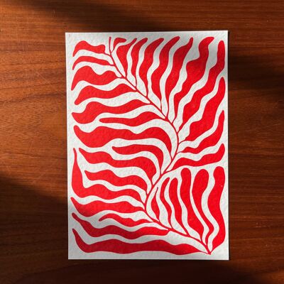 Kelp - A5 Lino Print - Red