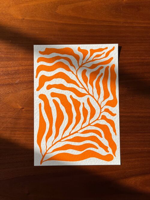 Kelp - A5 Lino Print - Orange