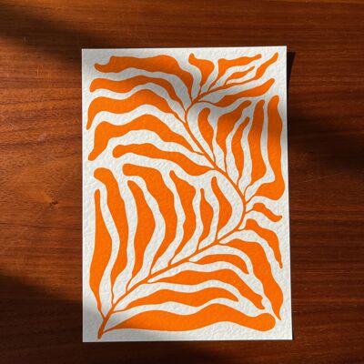 Kelp - A5 Lino Print - Orange