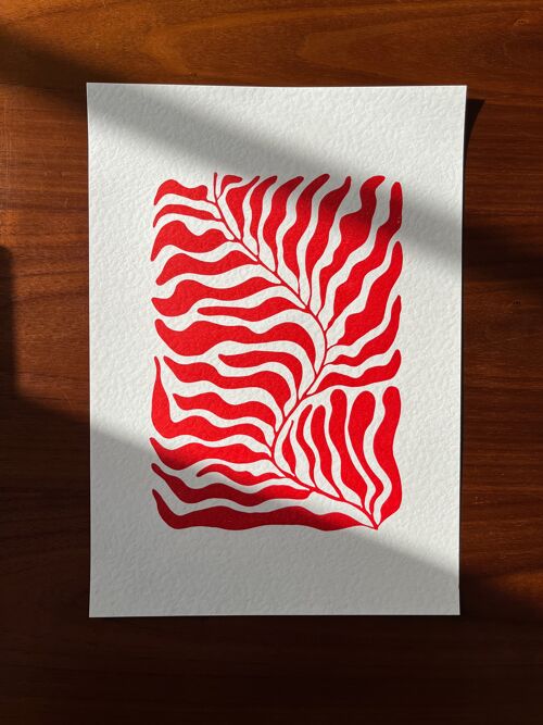 Kelp - A4 Lino Print - Red