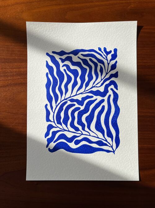 Kelp - A4 Lino Print - Blue