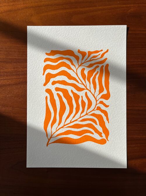 Kelp - A4 Lino Print - Orange
