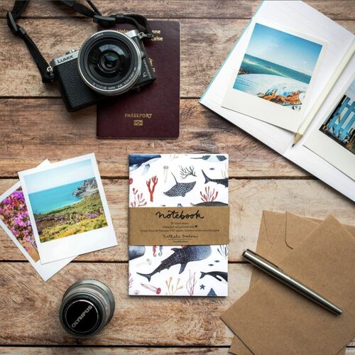 Lined Notebook A6 - Whales