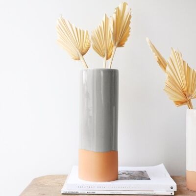 Tall Grey Glaze Dipped Vase H30cm