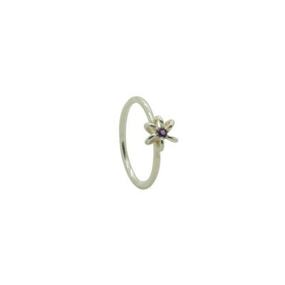 Amethyst-Silber-Gänseblümchen-Blumen-Ring