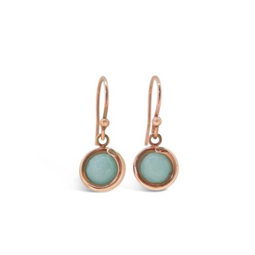 Aqua Jade Rose Gold Drop Earrings