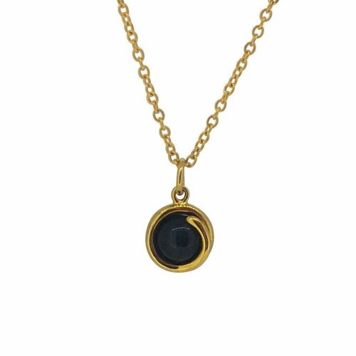 Black Onyx Gold Delicate Necklace