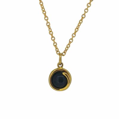 Black Onyx Gold Delicate Necklace