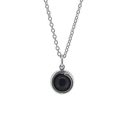 Black Onyx Silver Delicate Necklace