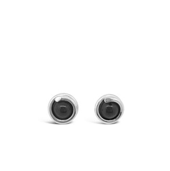 Boucles d'Oreilles Tige Argent Intemporelles Onyx Noir 1