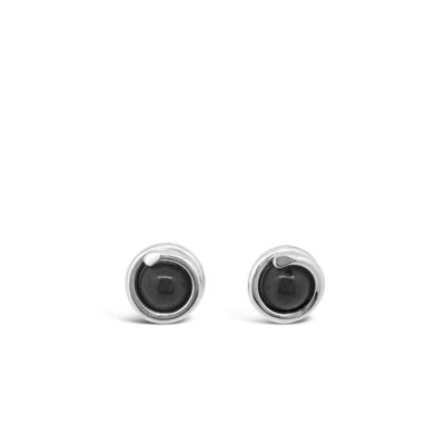 Black Onyx Timeless Silver Stud Earrings