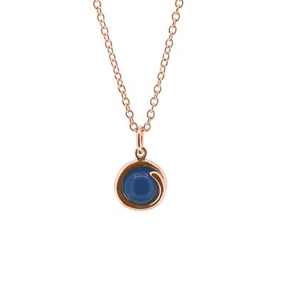Zarte Halskette aus blauem Achat in Roségold