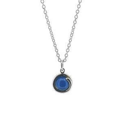 Blue Agate Silver Delicate Necklace