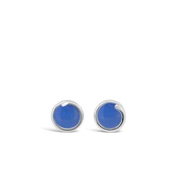 Boucles d'oreilles clous intemporelles en argent sterling avec agate bleue